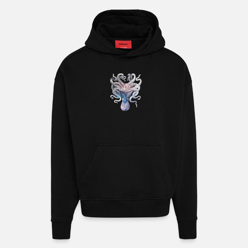 ESPACE SQUID - Sweat à capuche bio épais oversize fabriqué en UE - SOLID BLACK