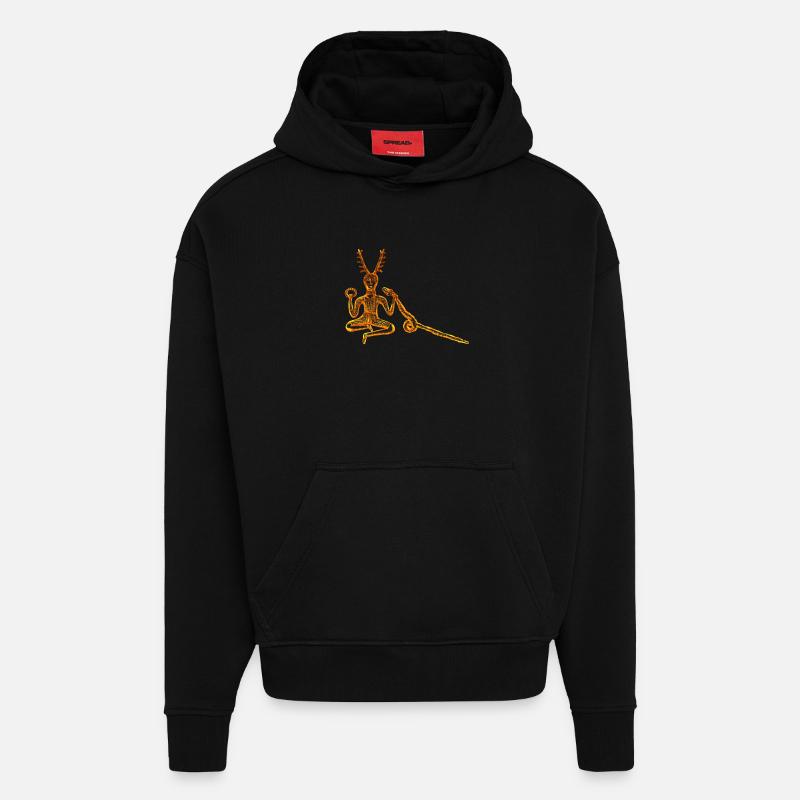 Cernunnos (4 utilisation sur dark) - Sweat à capuche bio épais oversize fabriqué en UE - SOLID BLACK