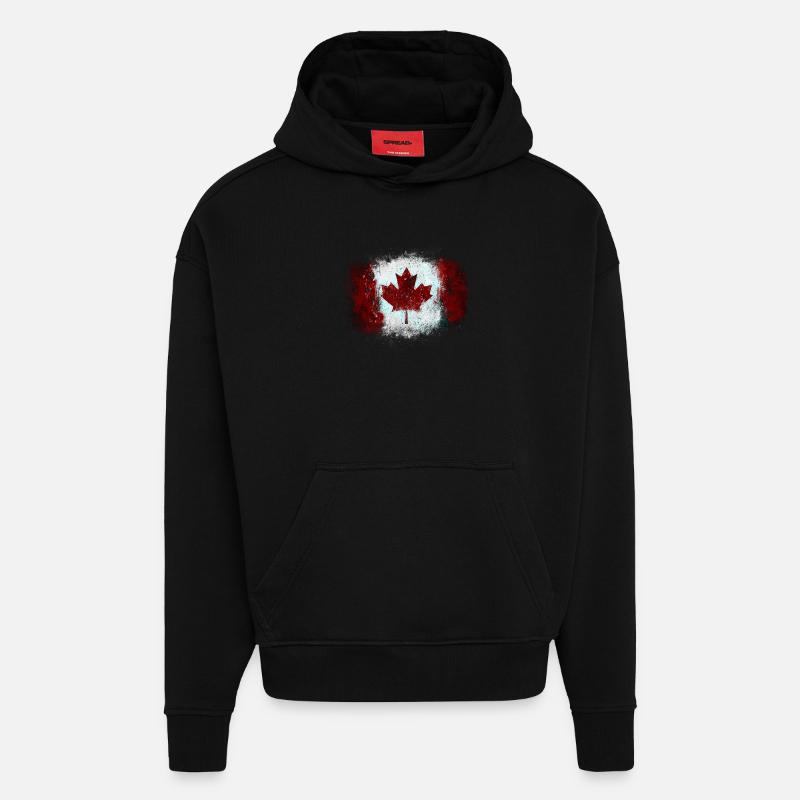 Graffiti drapeau canadien - Sweat à capuche bio épais oversize fabriqué en UE - SOLID BLACK