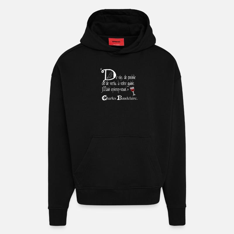Enivrez-vous-blanc - Sweat à capuche bio épais oversize fabriqué en UE - SOLID BLACK