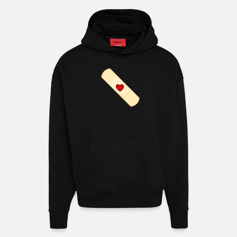 Smiley Plaster - Sweat à capuche bio épais oversize fabriqué en UE - SOLID BLACK