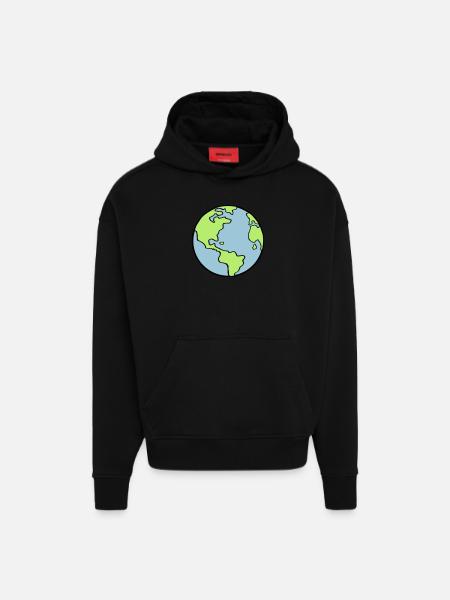 erde_002 - Hoodie- made by SPREAD  - SOLID BLACK