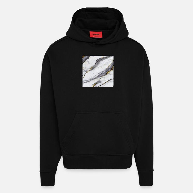 Marble White Gold Structure - Hoodie- made by SPREAD  - SOLID BLACK