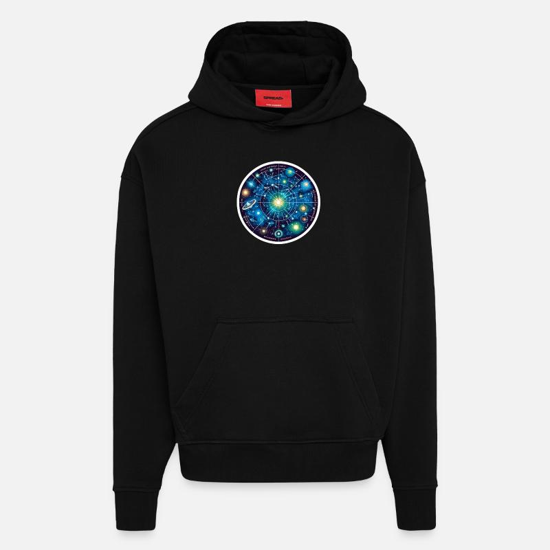 Constellations - Sweat à capuche bio épais oversize fabriqué en UE - SOLID BLACK