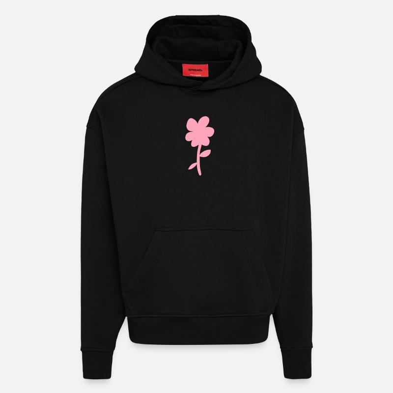 Symbole fleur Nature Plante - Sweat à capuche bio épais oversize fabriqué en UE - SOLID BLACK