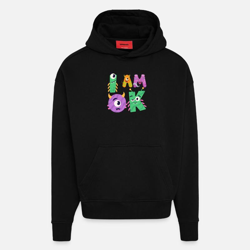 OK Monstre - Sweat à capuche bio épais oversize fabriqué en UE - SOLID BLACK