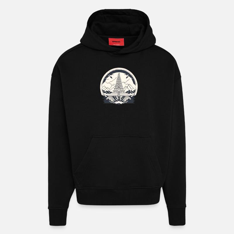 valhalla 4 - Sweat à capuche bio épais oversize fabriqué en UE - SOLID BLACK
