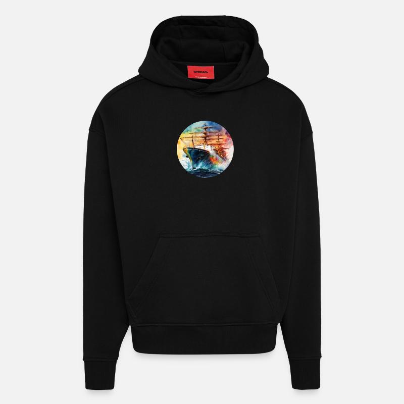 Ship Large Round Batch - Hoodie- made by SPREAD  - SOLID BLACK