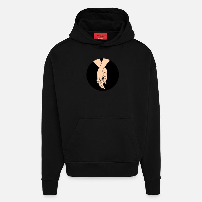 Couple de mains - Sweat à capuche bio épais oversize fabriqué en UE - SOLID BLACK