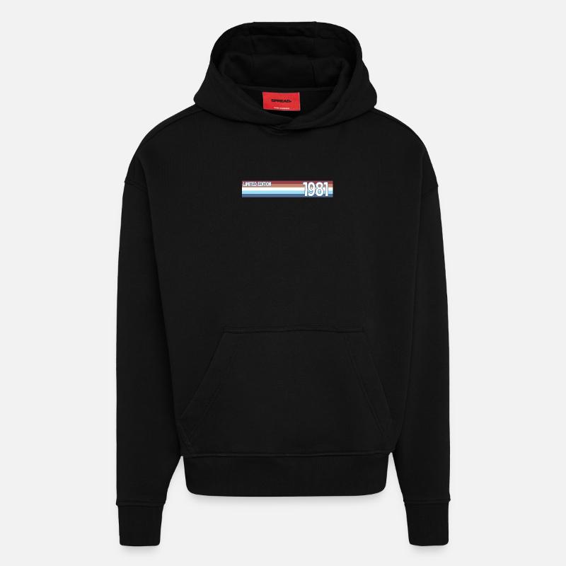 rétro 1981 limited edition - Sweat à capuche bio épais oversize fabriqué en UE - SOLID BLACK