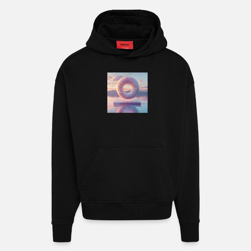 3D schwebender Donut - Hoodie- made by SPREAD  - SOLID BLACK