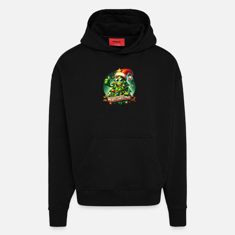 Le sapin de noel - Sweat à capuche bio épais oversize fabriqué en UE - SOLID BLACK