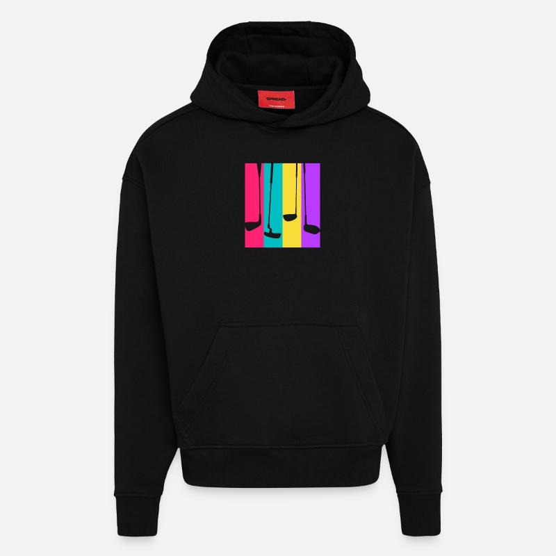 Golf rétro - idée cadeau golfeur - Sweat à capuche bio épais oversize fabriqué en UE - SOLID BLACK