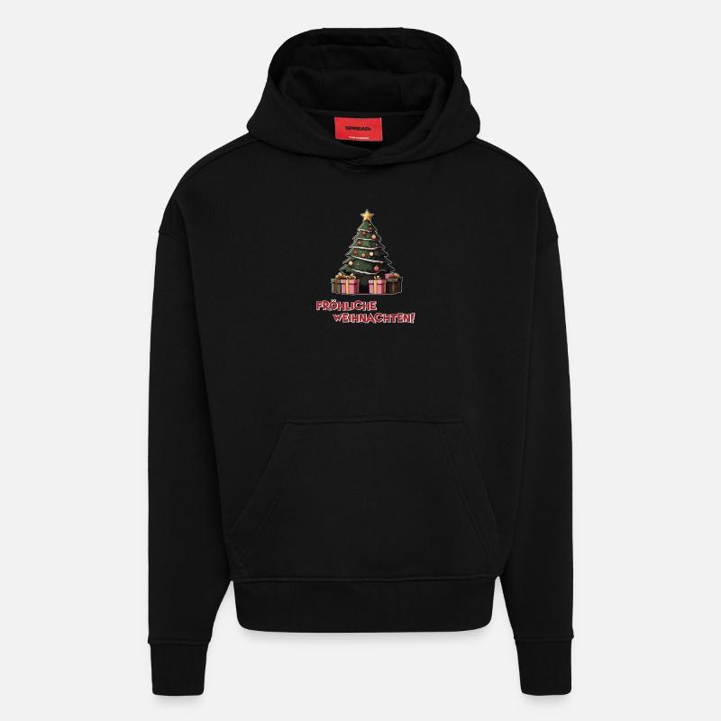 Joyeux Noël! - Sweat à capuche bio épais oversize fabriqué en UE - SOLID BLACK
