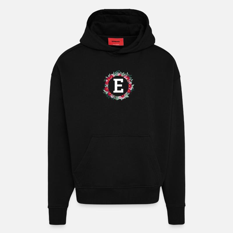 Buchstabe e Blumenkranz - Hoodie- made by SPREAD  - SOLID BLACK