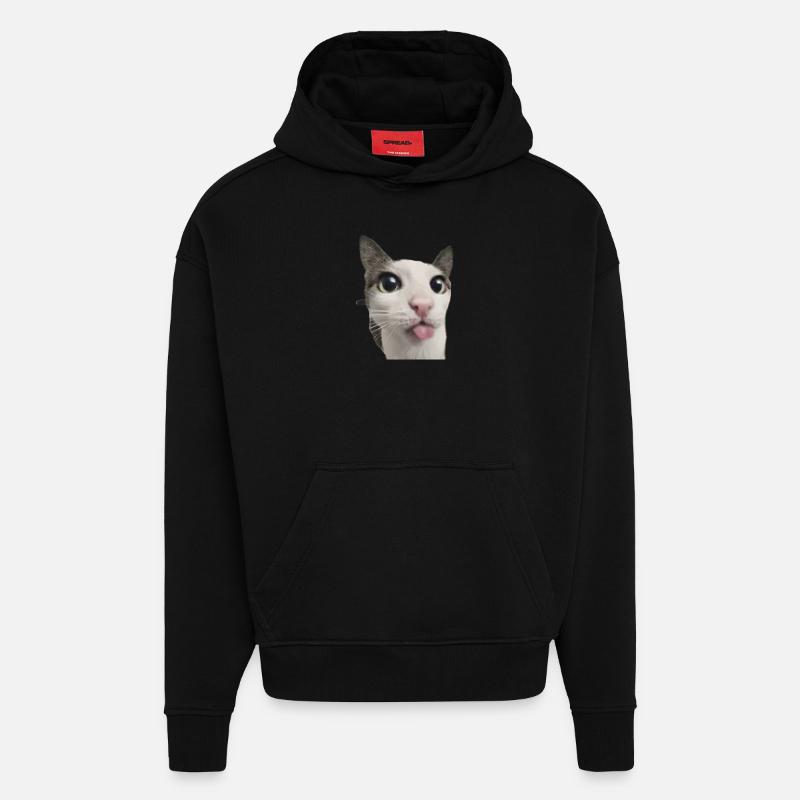 Effet de pixel Mlem - Sweat à capuche bio épais oversize fabriqué en UE - SOLID BLACK