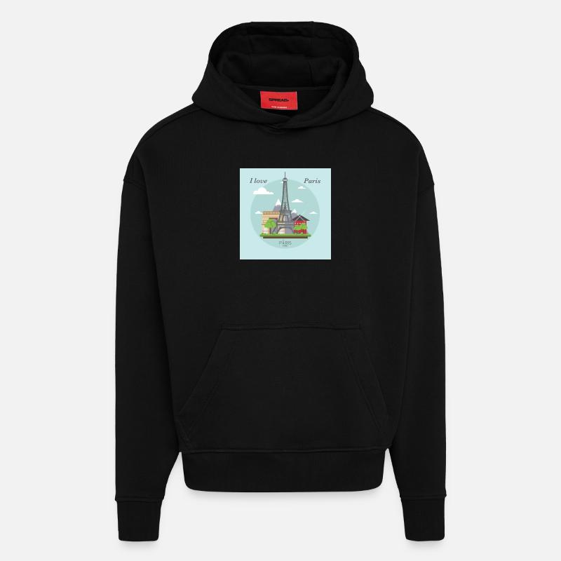J'aime Paris - Sweat à capuche bio épais oversize fabriqué en UE - SOLID BLACK