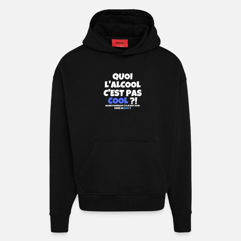 alcool, buveur de compétition, bière - Sweat à capuche bio épais oversize fabriqué en UE - SOLID BLACK
