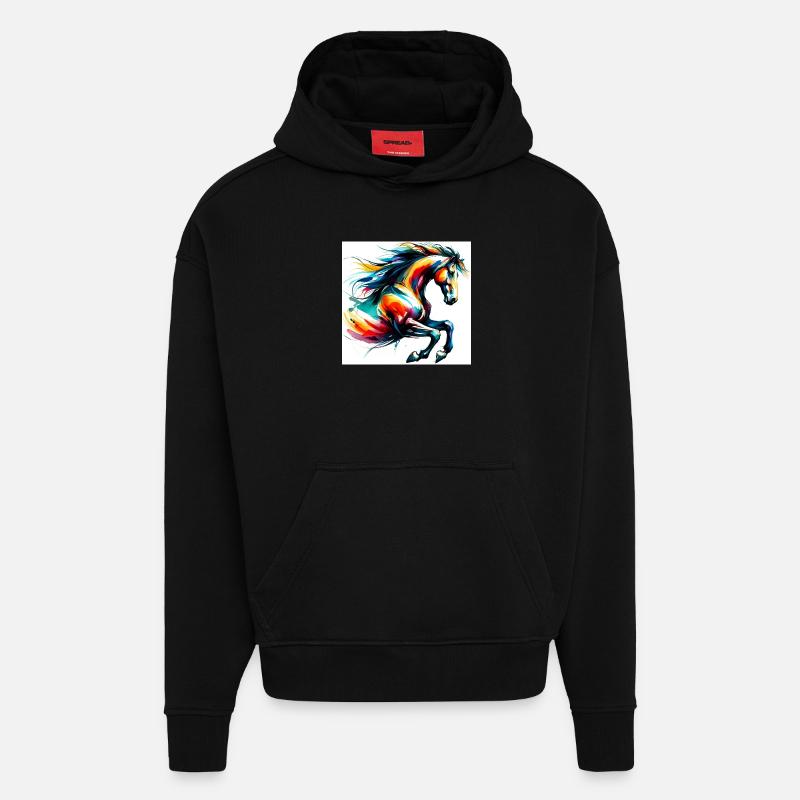 Cheval - Sweat à capuche bio épais oversize fabriqué en UE - SOLID BLACK