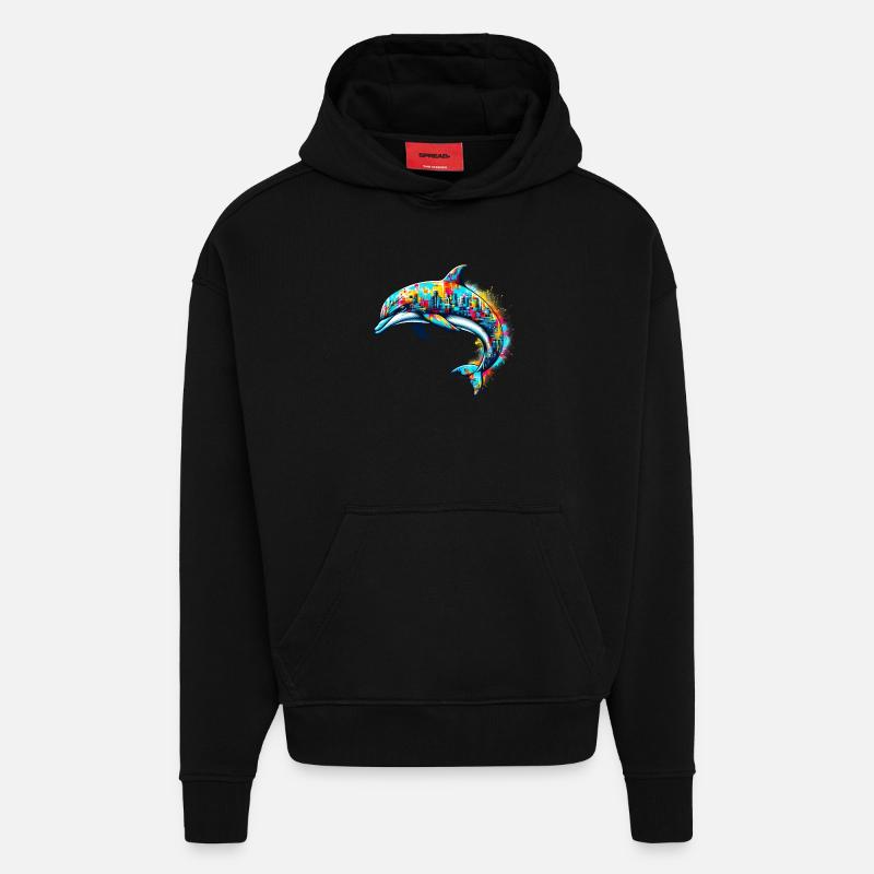 Dauphin - Sweat à capuche bio épais oversize fabriqué en UE - SOLID BLACK