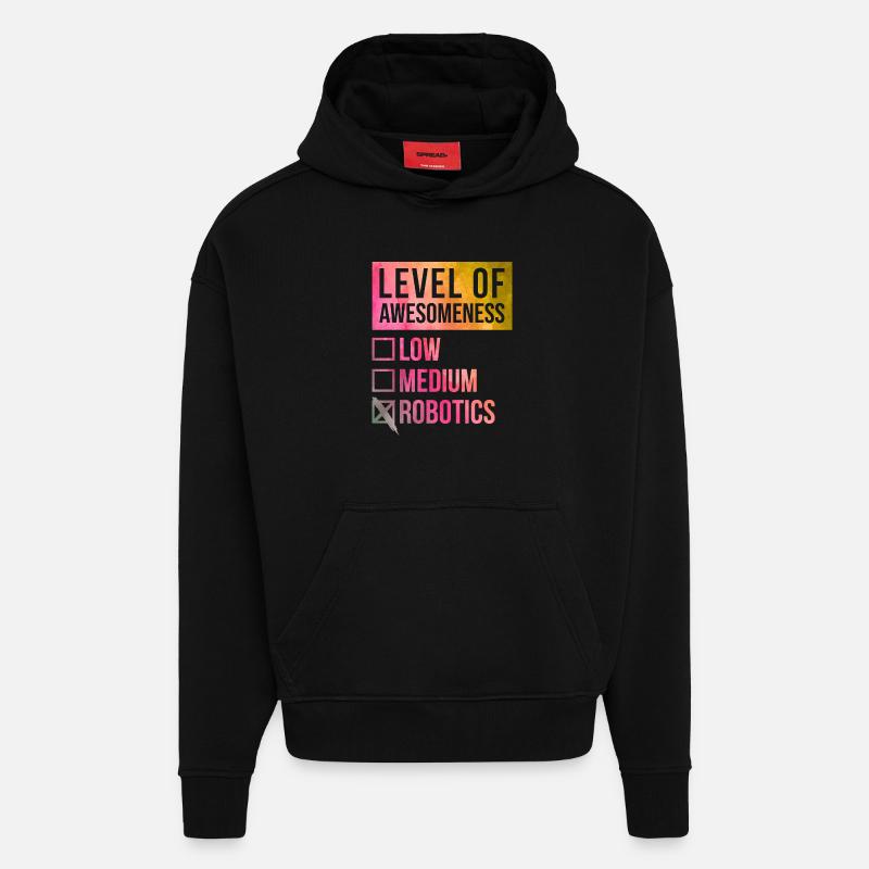 robotique - Sweat à capuche bio épais oversize fabriqué en UE - SOLID BLACK