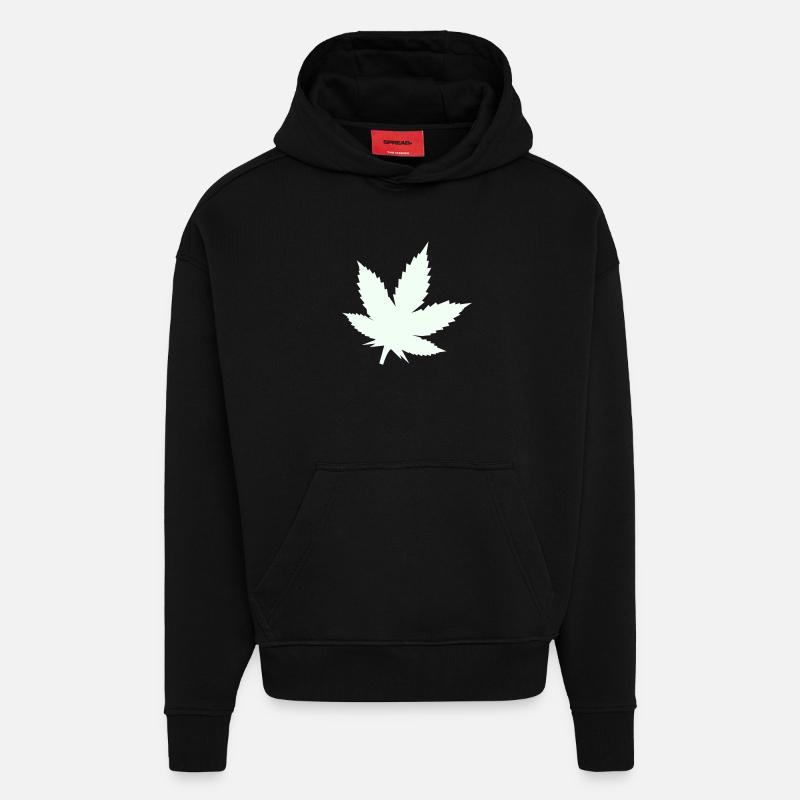 Cannabis Leaf Silhouette Mint - Hoodie- made by SPREAD  - SOLID BLACK