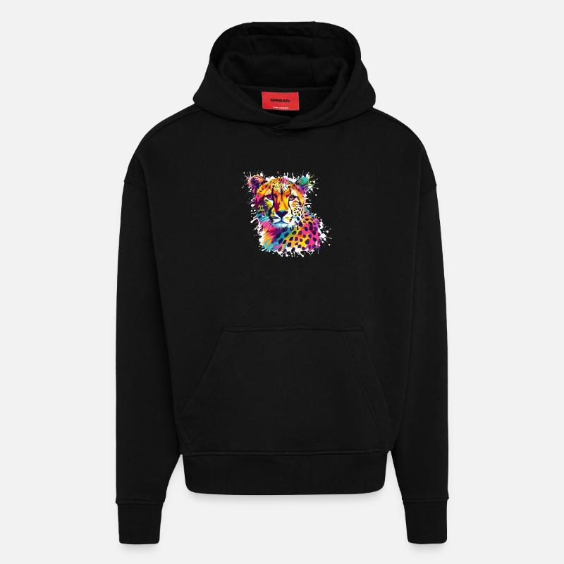 Graffiti léopard guépard - Sweat à capuche bio épais oversize fabriqué en UE - SOLID BLACK