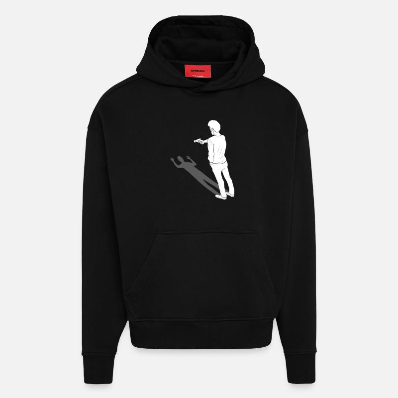 Graphisme d’art miroir - Sweat à capuche bio épais oversize fabriqué en UE - SOLID BLACK