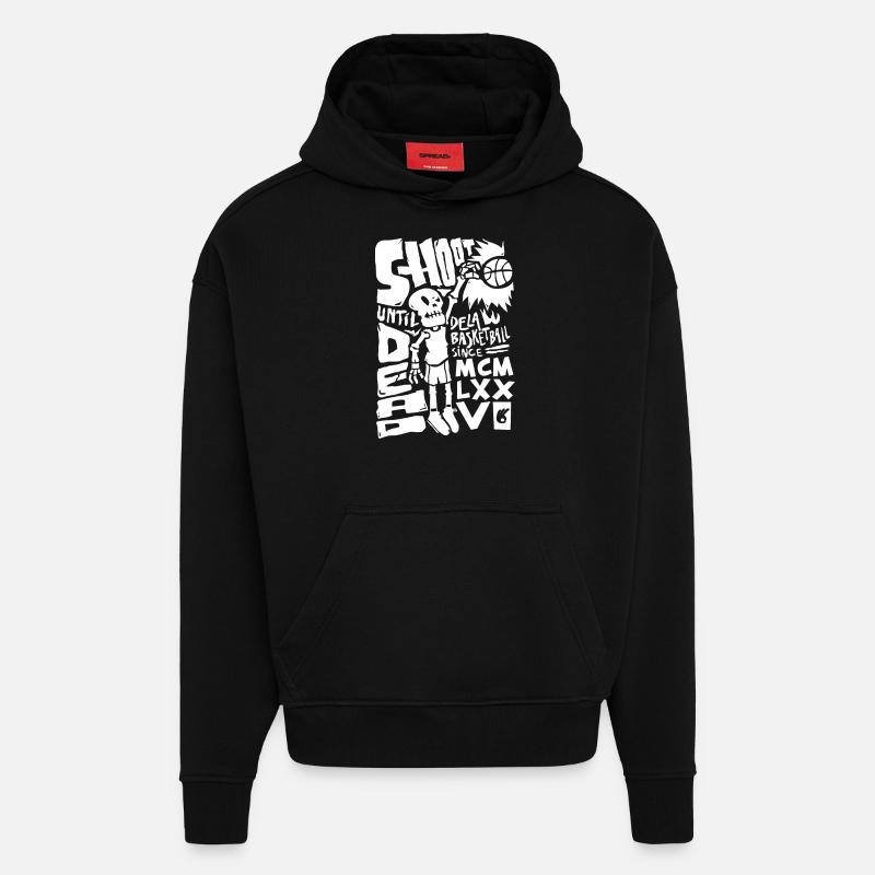 shoot until dead - Sweat à capuche bio épais oversize fabriqué en UE - SOLID BLACK