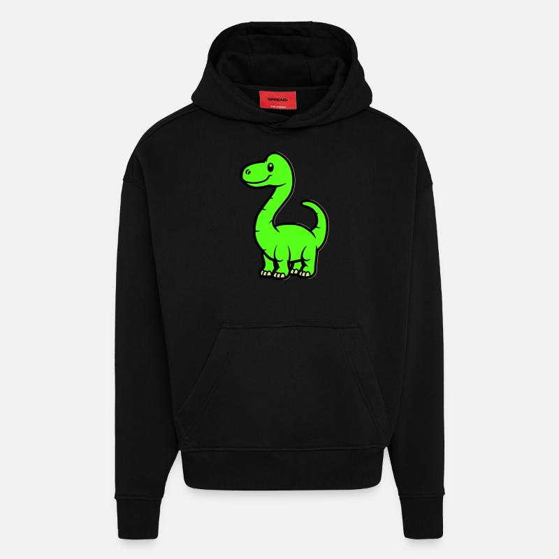 dinosaurier brontosaurus comic - Hoodie- made by SPREAD  - SOLID BLACK