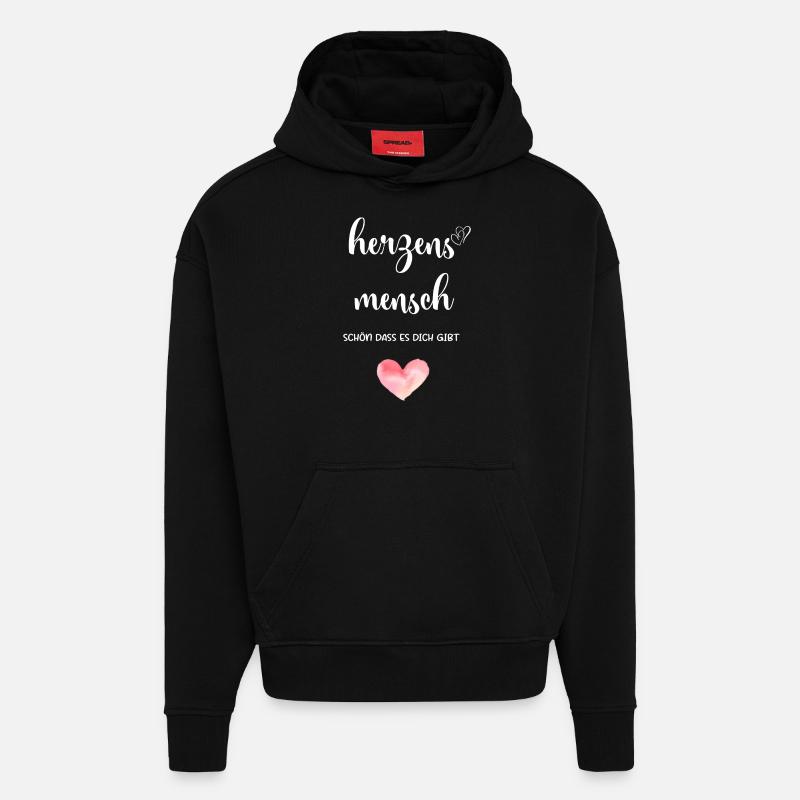 Une personne de cœur - Sweat à capuche bio épais oversize fabriqué en UE - SOLID BLACK