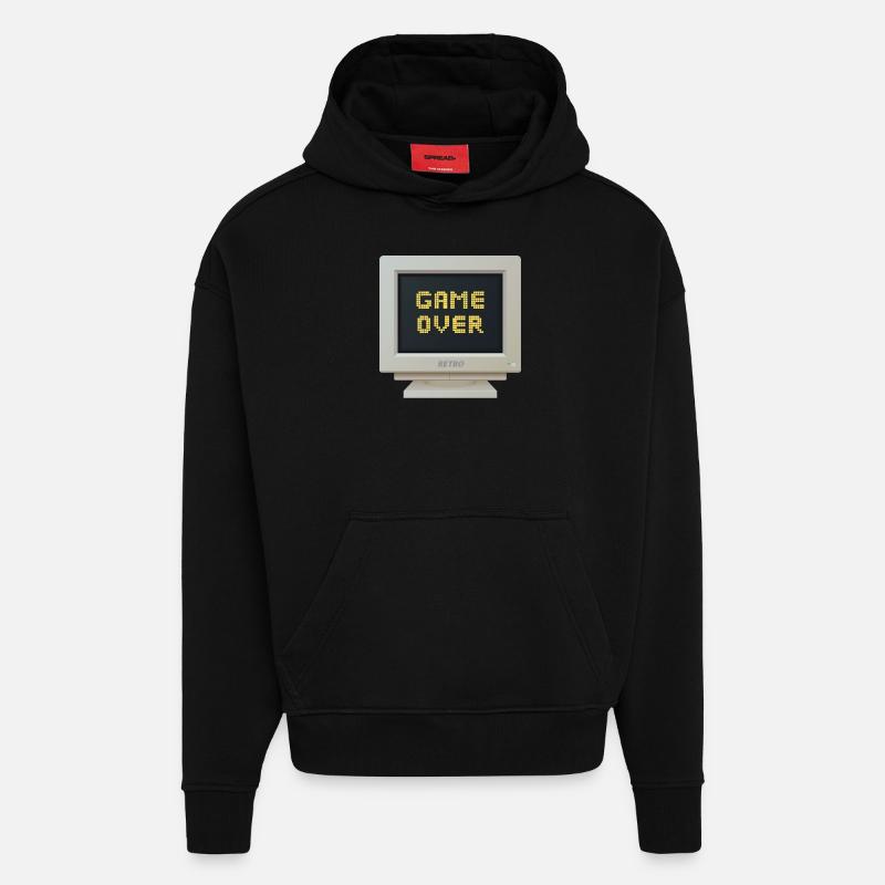 CRT Design - Game Over - Sweat à capuche bio épais oversize fabriqué en UE - SOLID BLACK