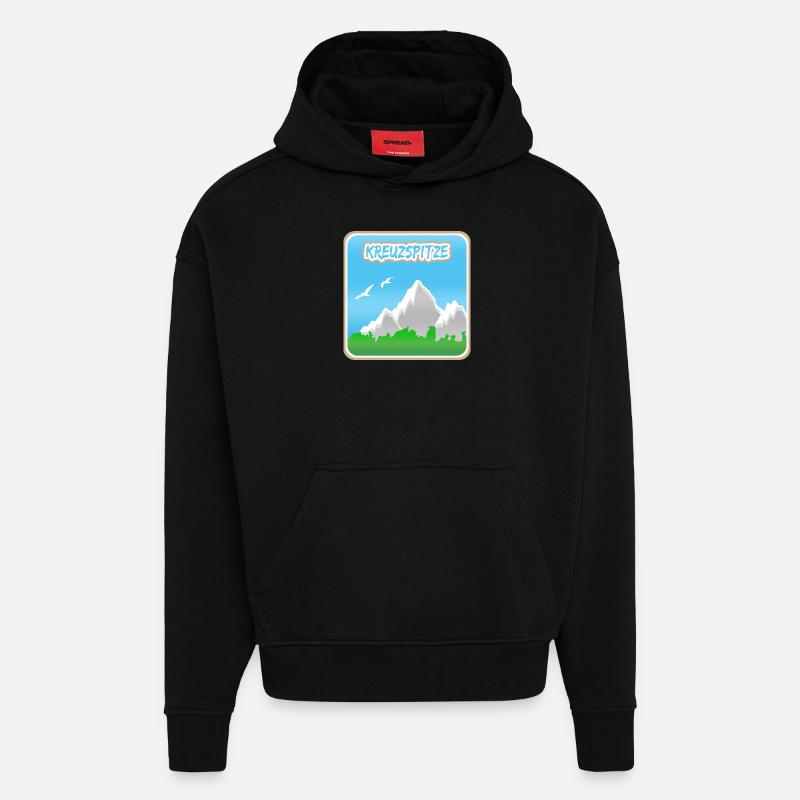 Kreuzspitze - Sweat à capuche bio épais oversize fabriqué en UE - SOLID BLACK