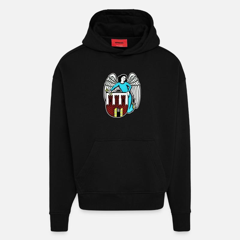 Toruń - Pologne - Sweat à capuche bio épais oversize fabriqué en UE - SOLID BLACK