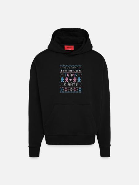 Ugly Xmas Sweater Trans rights - Hoodie- made by SPREAD  - SOLID BLACK