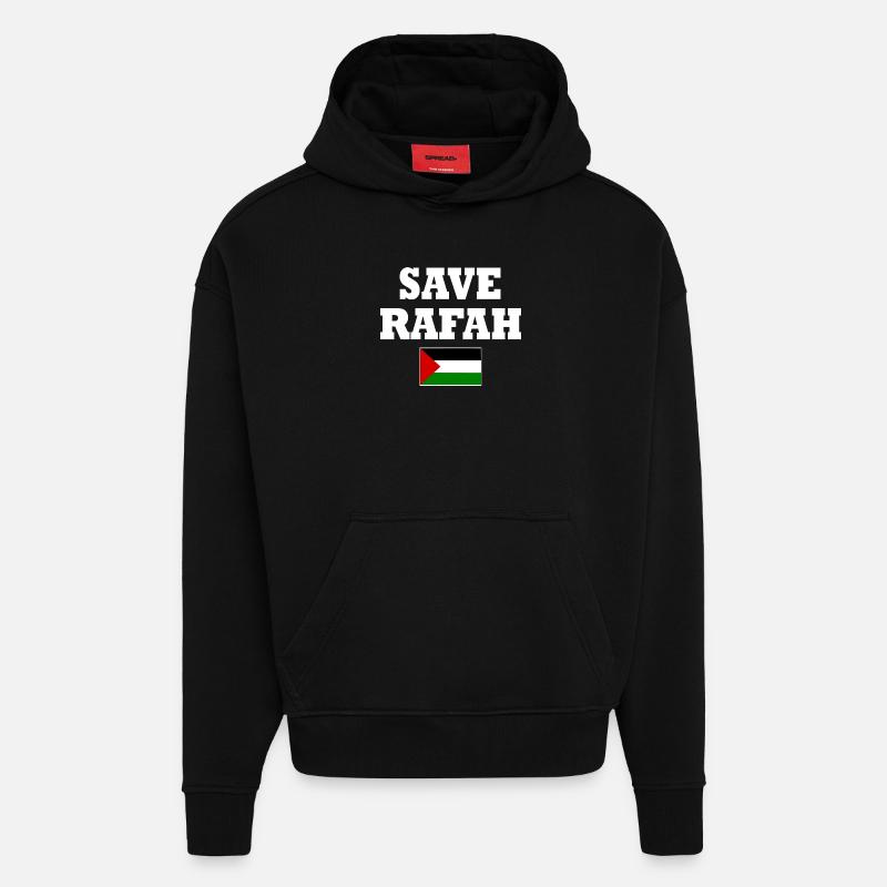 Save rafah - Sweat à capuche bio épais oversize fabriqué en UE - SOLID BLACK