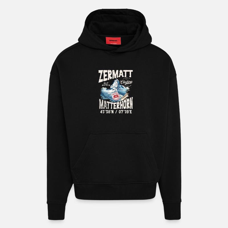 Zermatter Klettern 3 - Hoodie- made by SPREAD  - SOLID BLACK