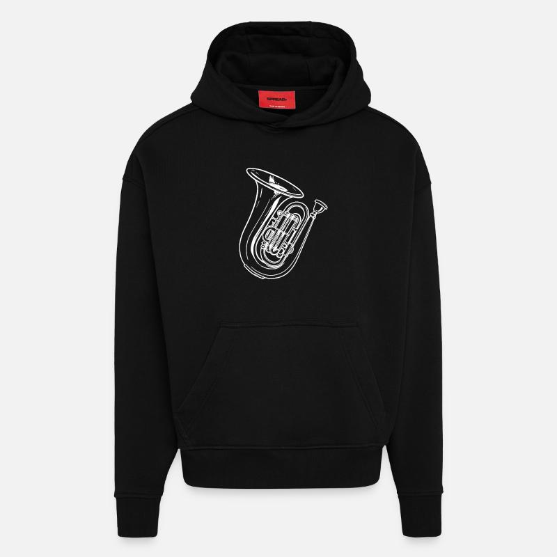 Dessin de tuba - Sweat à capuche bio épais oversize fabriqué en UE - SOLID BLACK