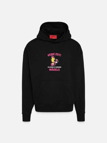 Bunte Schmetterlingsmotive mit Spaßschrift - Hoodie- made by SPREAD  - SOLID BLACK