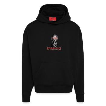 Vorsicht, Subtile Botschaft mit Augenbinde - Hoodie- made by SPREAD  - SOLID BLACK - Vorne