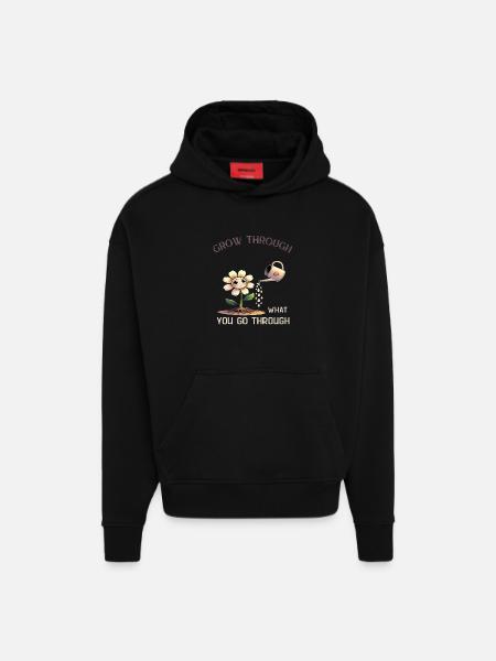 Emotionally strong – Grow &amp; heal - Hoodie- made by SPREAD  - SOLID BLACK