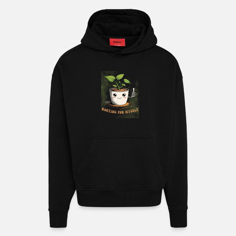 Süßer Blumentopf mit  charme - Hoodie- made by SPREAD  - SOLID BLACK