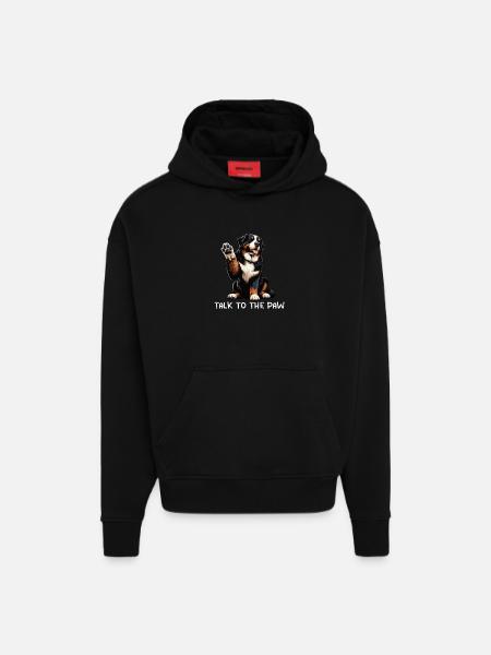 Tal med poten Berner Sennenhund Sennenhunde - Heavyweight oversized organic hoodie made in EU - SOLID BLACK