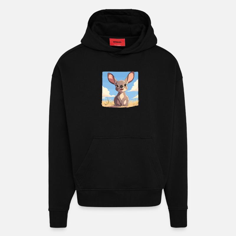 Wallabies Wallaby - Sweat à capuche bio épais oversize fabriqué en UE - SOLID BLACK
