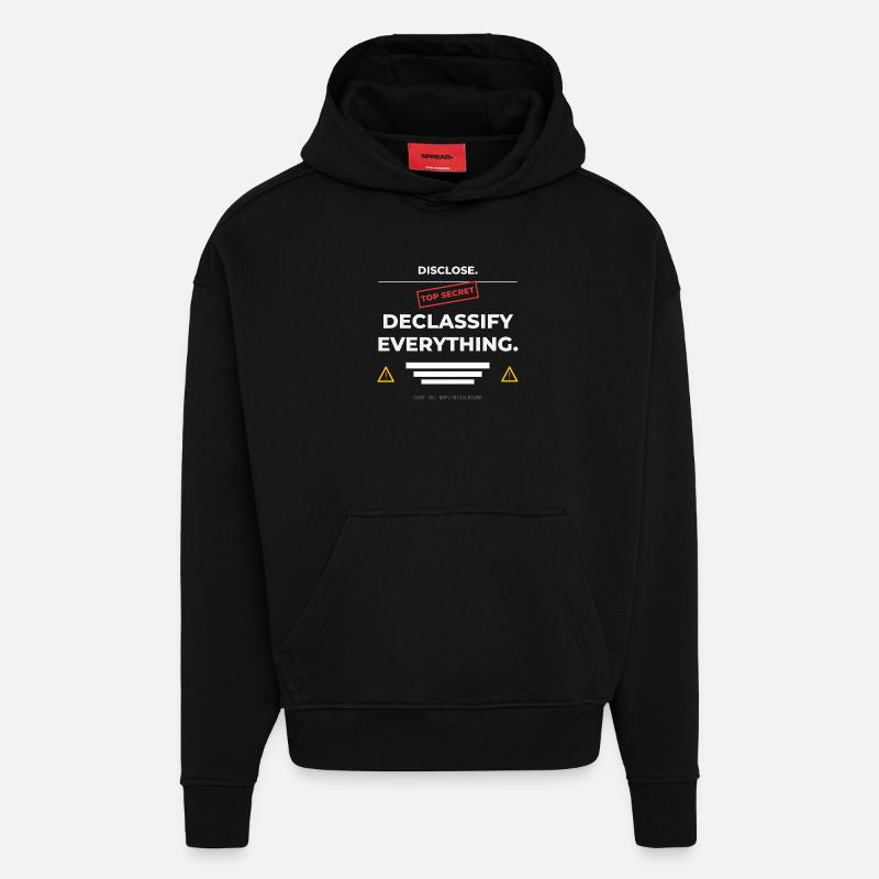 DIVULGUER. Déclassifier tout – UAP - Sweat à capuche bio épais oversize fabriqué en UE - SOLID BLACK