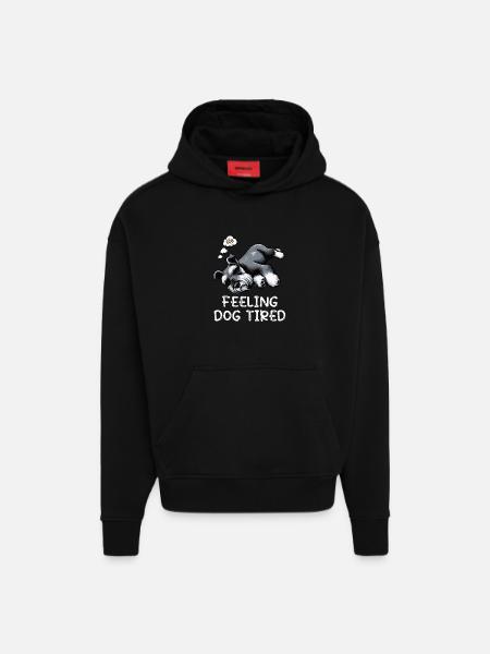 Feeling Dog Tired Schnauzer Schnauzer Owner - Hoodie- made by SPREAD  - SOLID BLACK