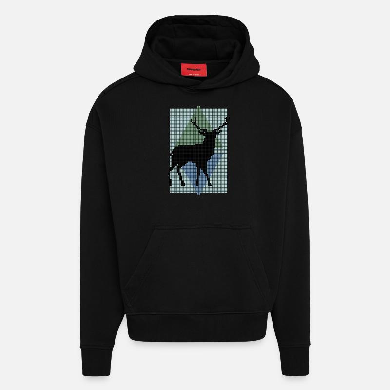 cerf - Sweat à capuche bio épais oversize fabriqué en UE - SOLID BLACK