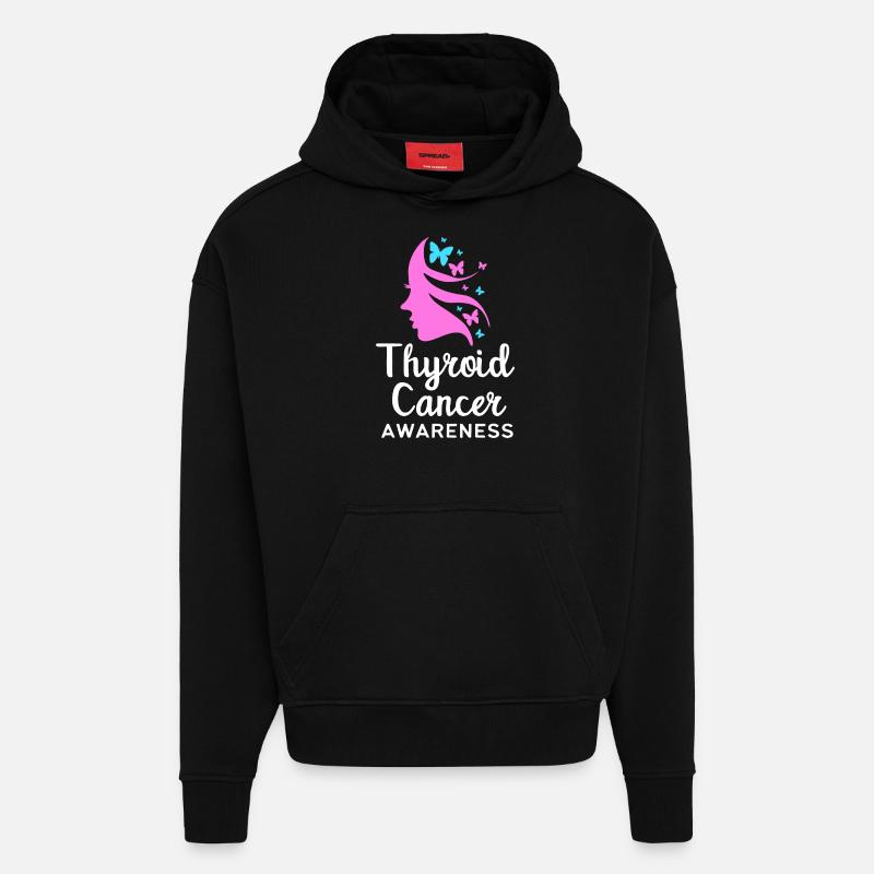 Thyroid cancer Thyroid cancer - Hoodie- made by SPREAD  - SOLID BLACK