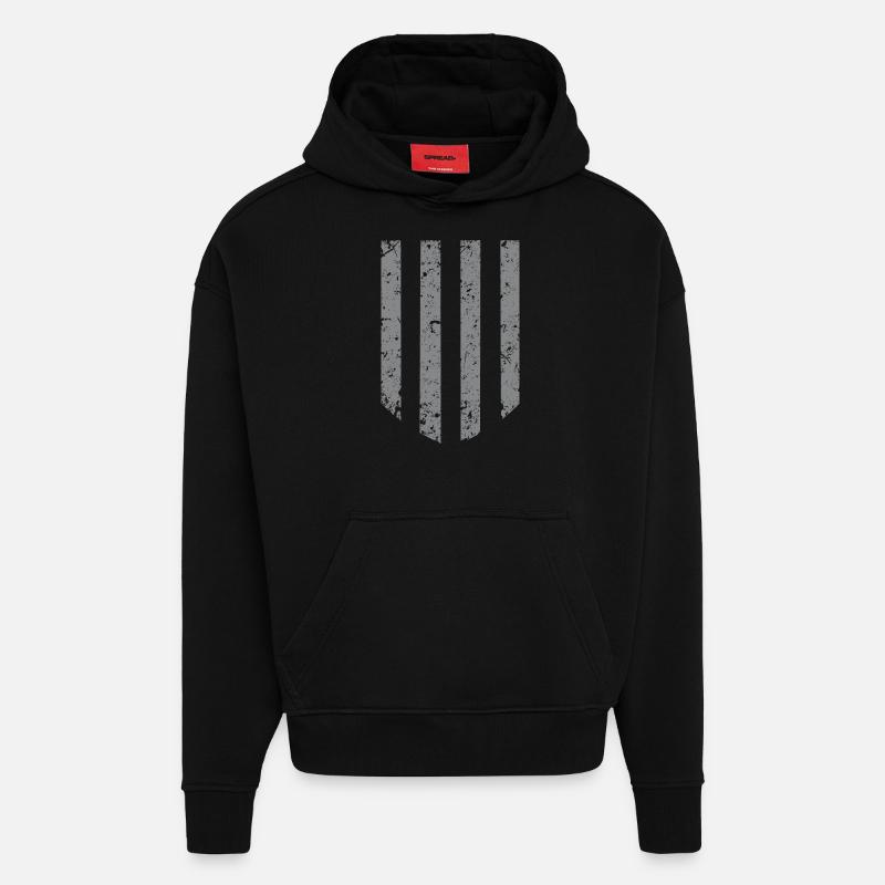 Fond à rayures - Gris - Sweat à capuche bio épais oversize fabriqué en UE - SOLID BLACK