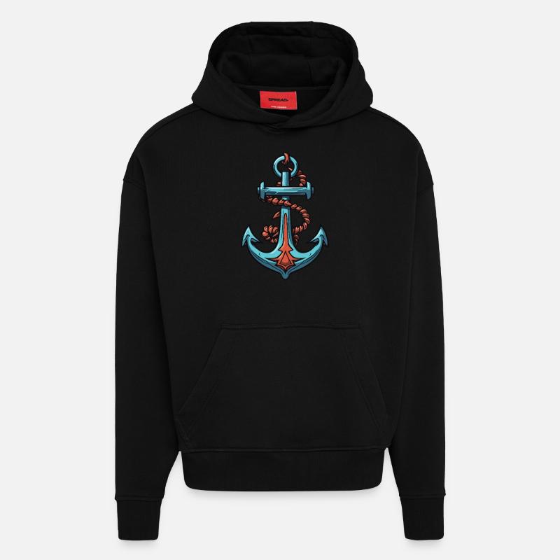 Conception d’ancrage - Sweat à capuche bio épais oversize fabriqué en UE - SOLID BLACK